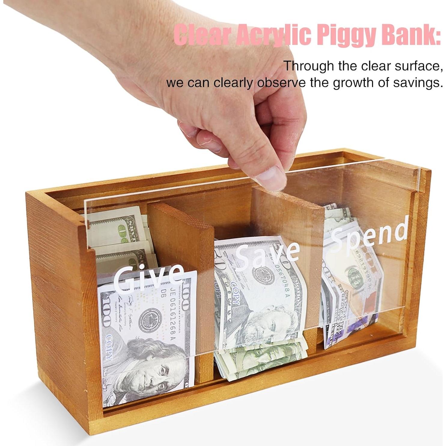 Hucha Gastar Ahorrar Donar Mczxon para Niños 25x9x13cm