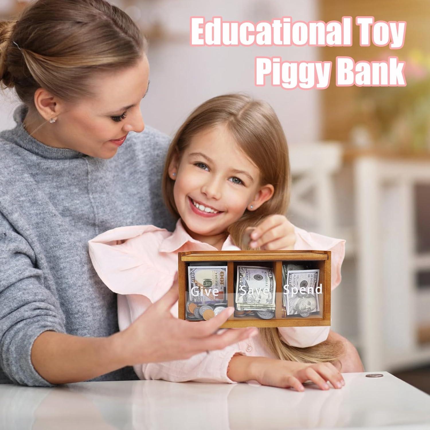 Hucha Gastar Ahorrar Donar Mczxon para Niños 25x9x13cm