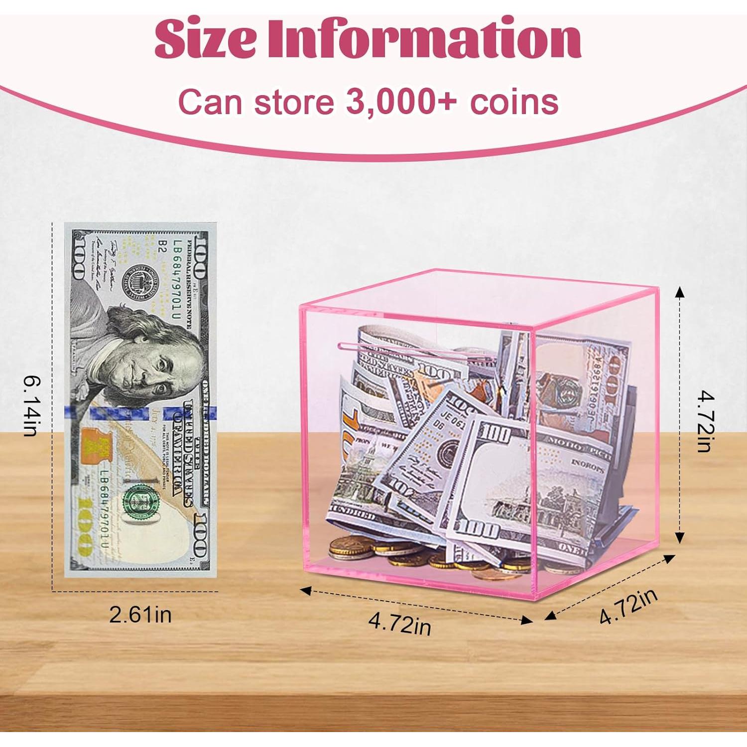 Banca de Cerdo Acrílica Rosa 12 cm - Caja de Ahorros Inabrible