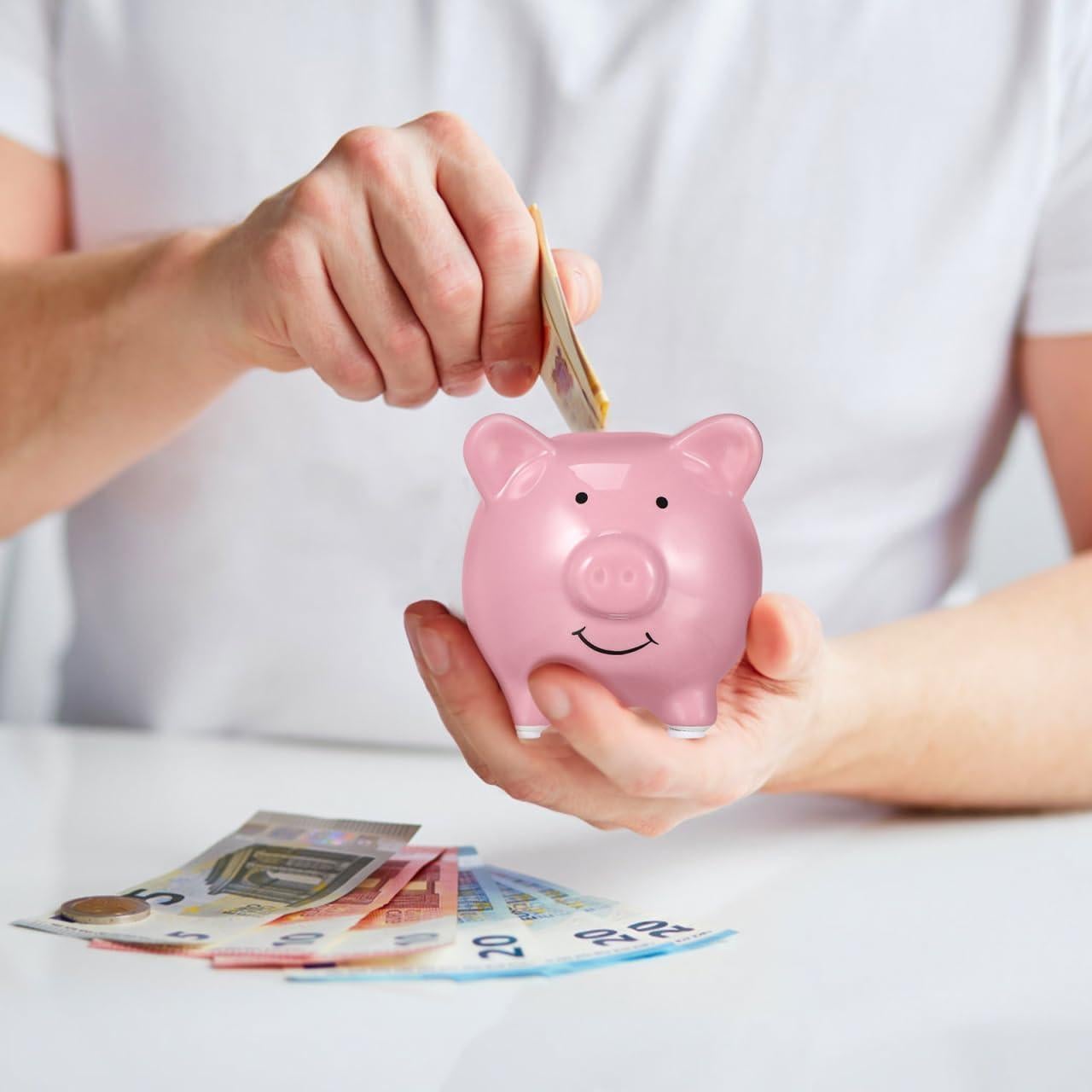 Alcancía de Cerámica IMIKEYA Rosa para Niños 9.5cm