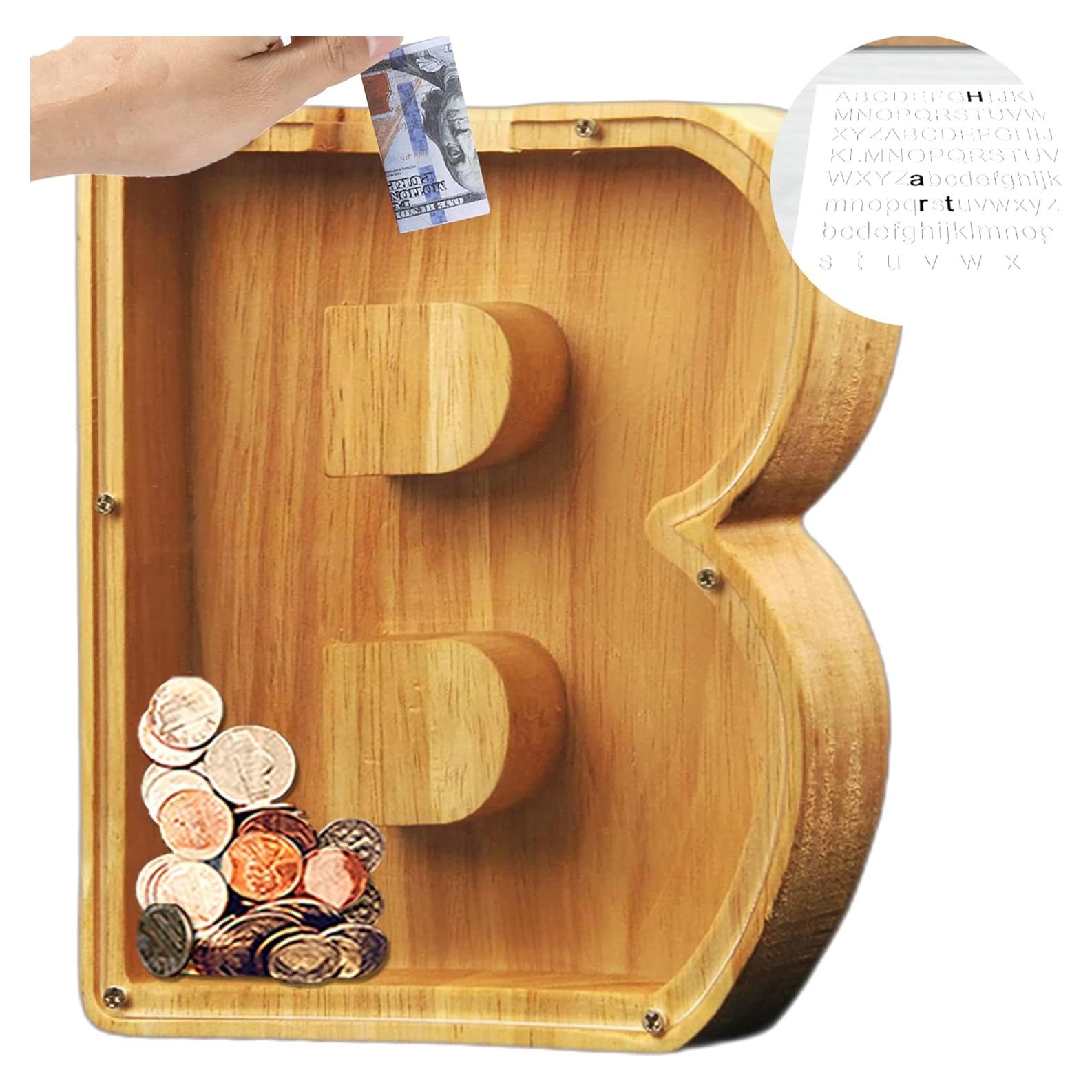 Hucha de Madera Personalizada BOALORD con Letras del Alfabeto