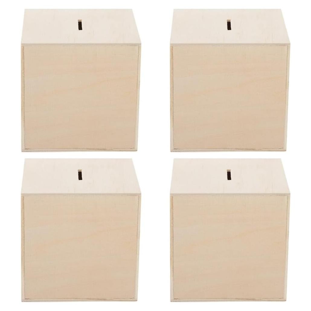 Alcancía de Madera Vaguelly 4 Piezas DIY 10x10 cm