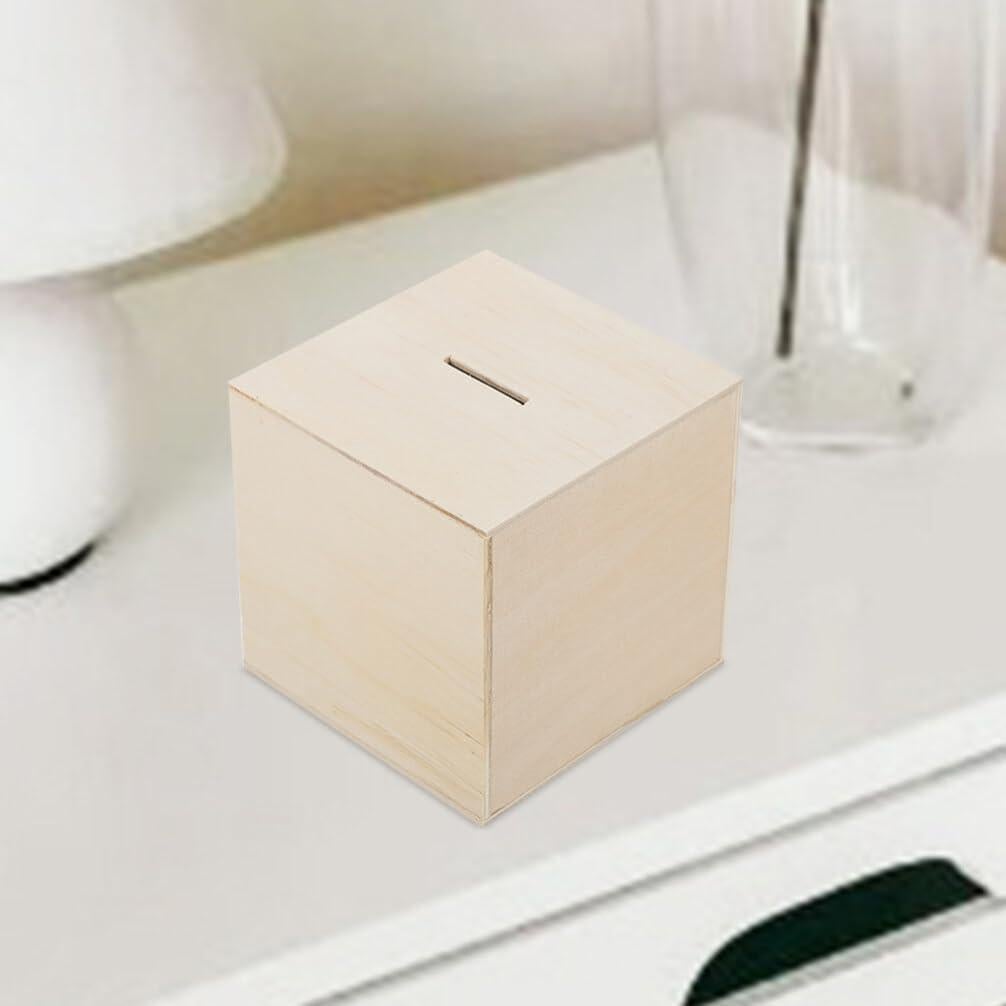 Alcancía de Madera Vaguelly 4 Piezas DIY 10x10 cm