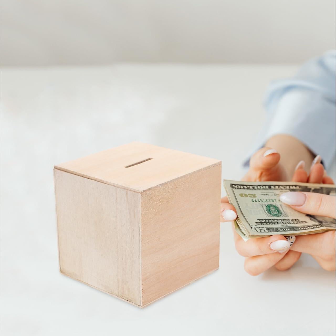 Alcancía de Madera Vaguelly 4 Piezas DIY 10x10 cm