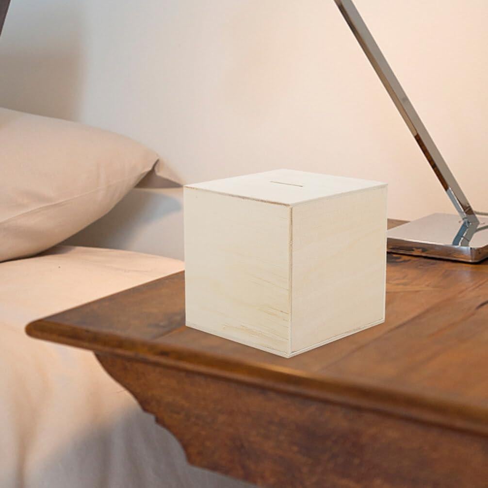 Alcancía de Madera Vaguelly 4 Piezas DIY 10x10 cm