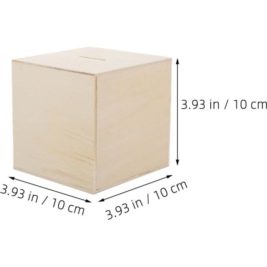 Alcancía de Madera Vaguelly 4 Piezas DIY 10x10 cm