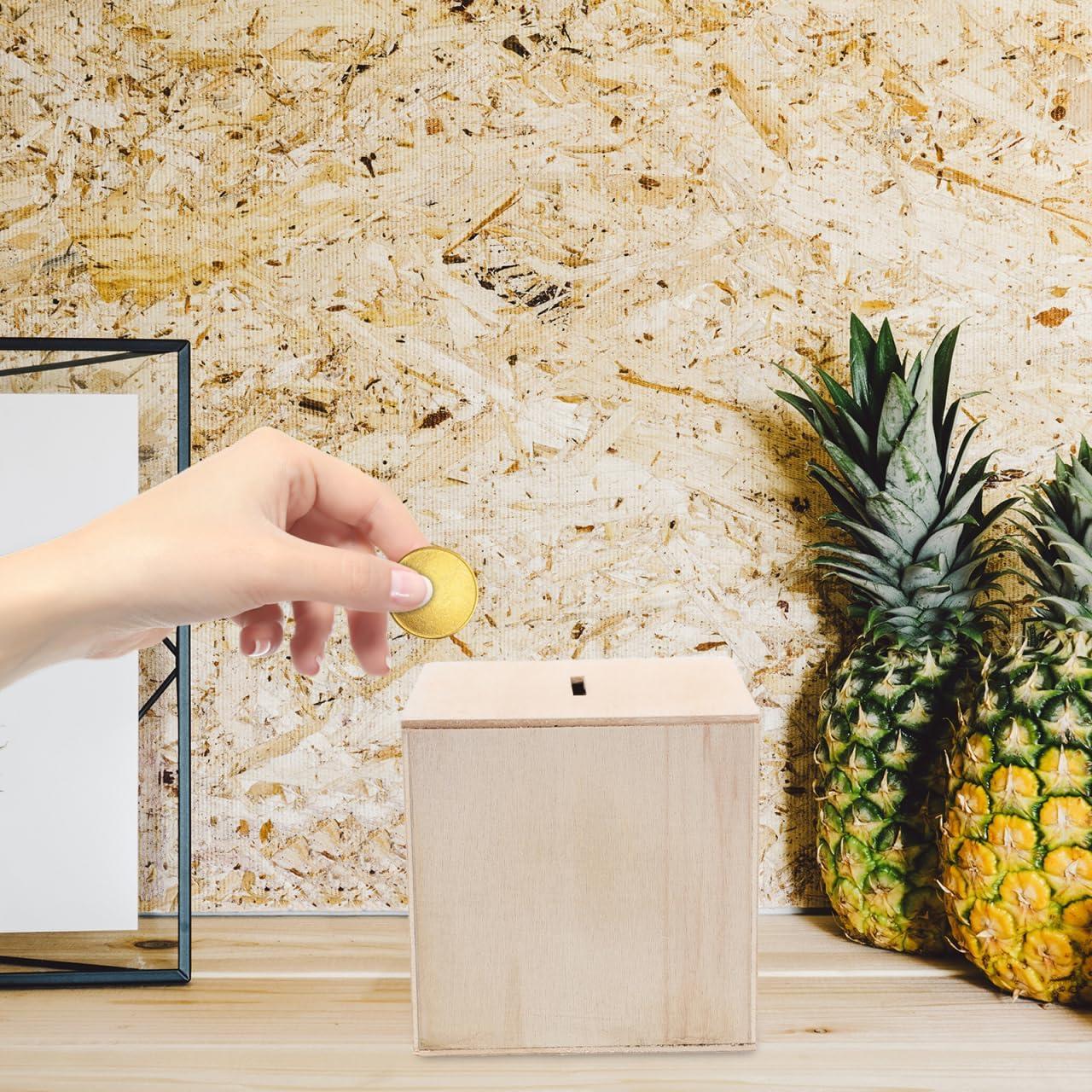 Alcancía de Madera Vaguelly 4 Piezas DIY 10x10 cm