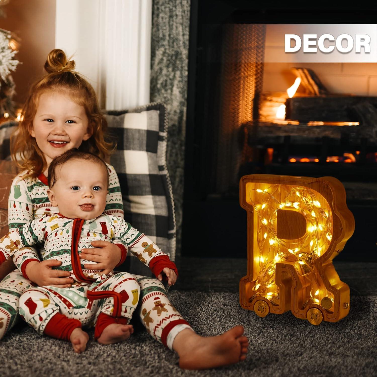 Banco de Dinero de Letras de Madera NBTORCH para Niños