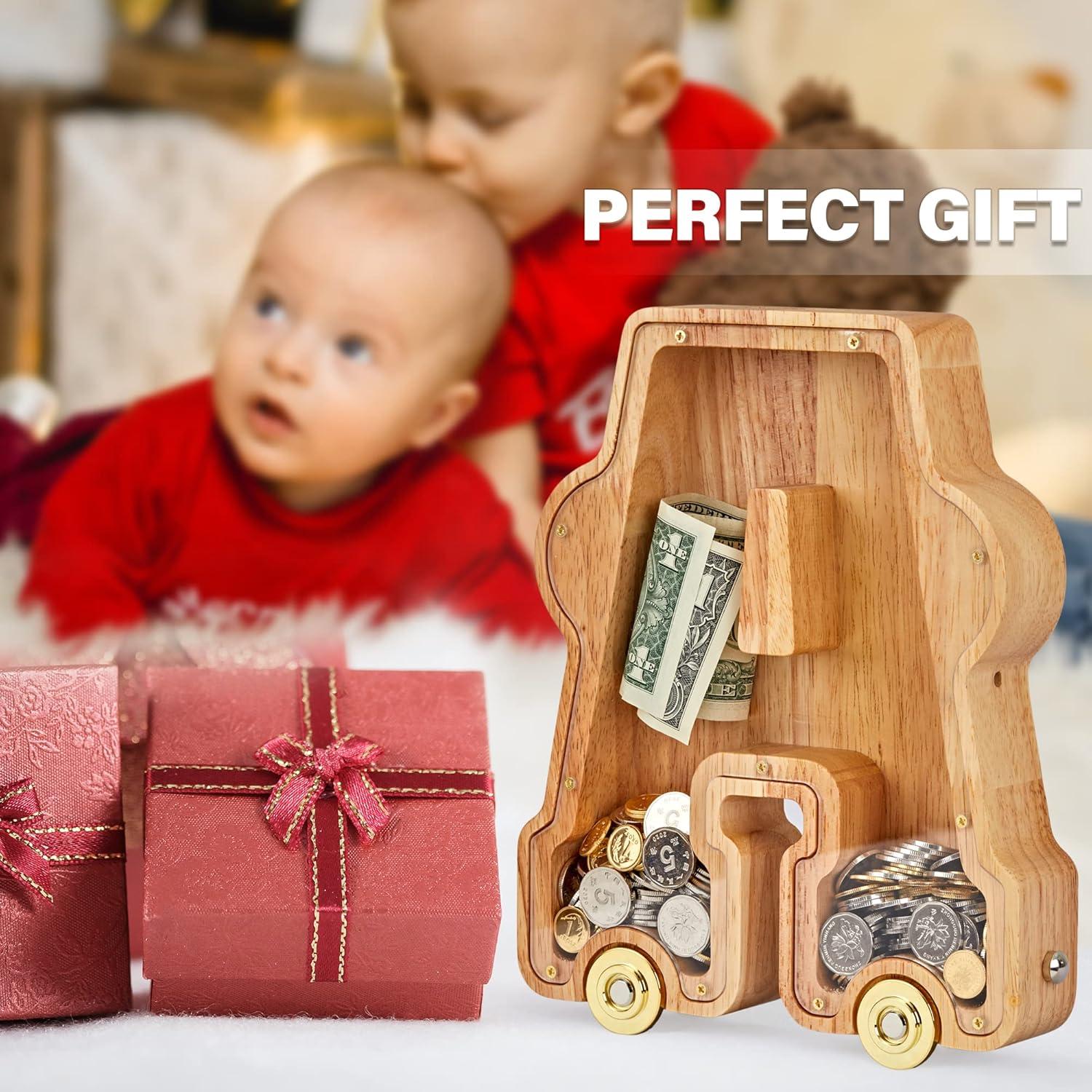 Banco de Dinero de Letras de Madera NBTORCH para Niños