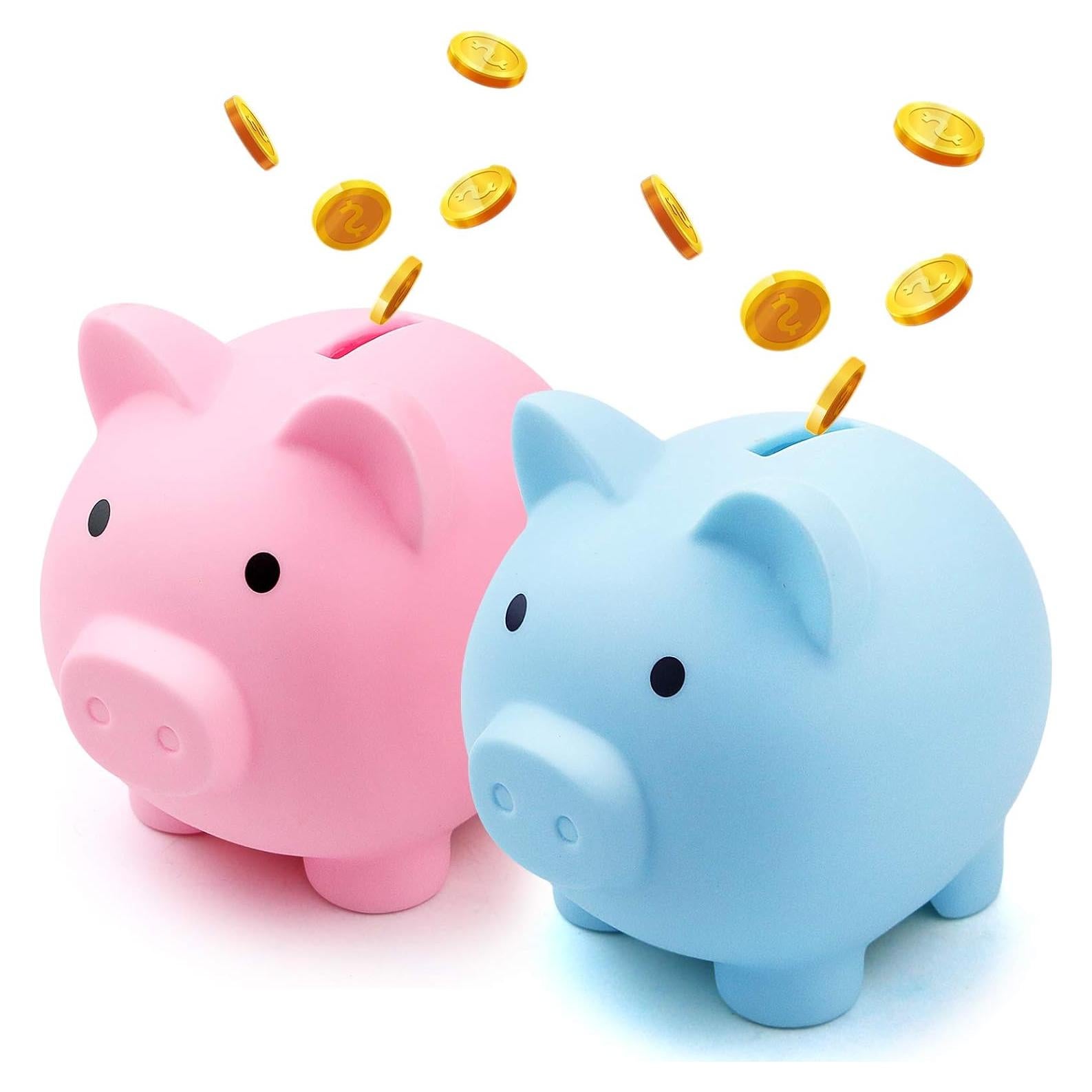 Alcancía de Cerdo Irrompible Fireboomoon - 2 Piezas Azul y Rosa