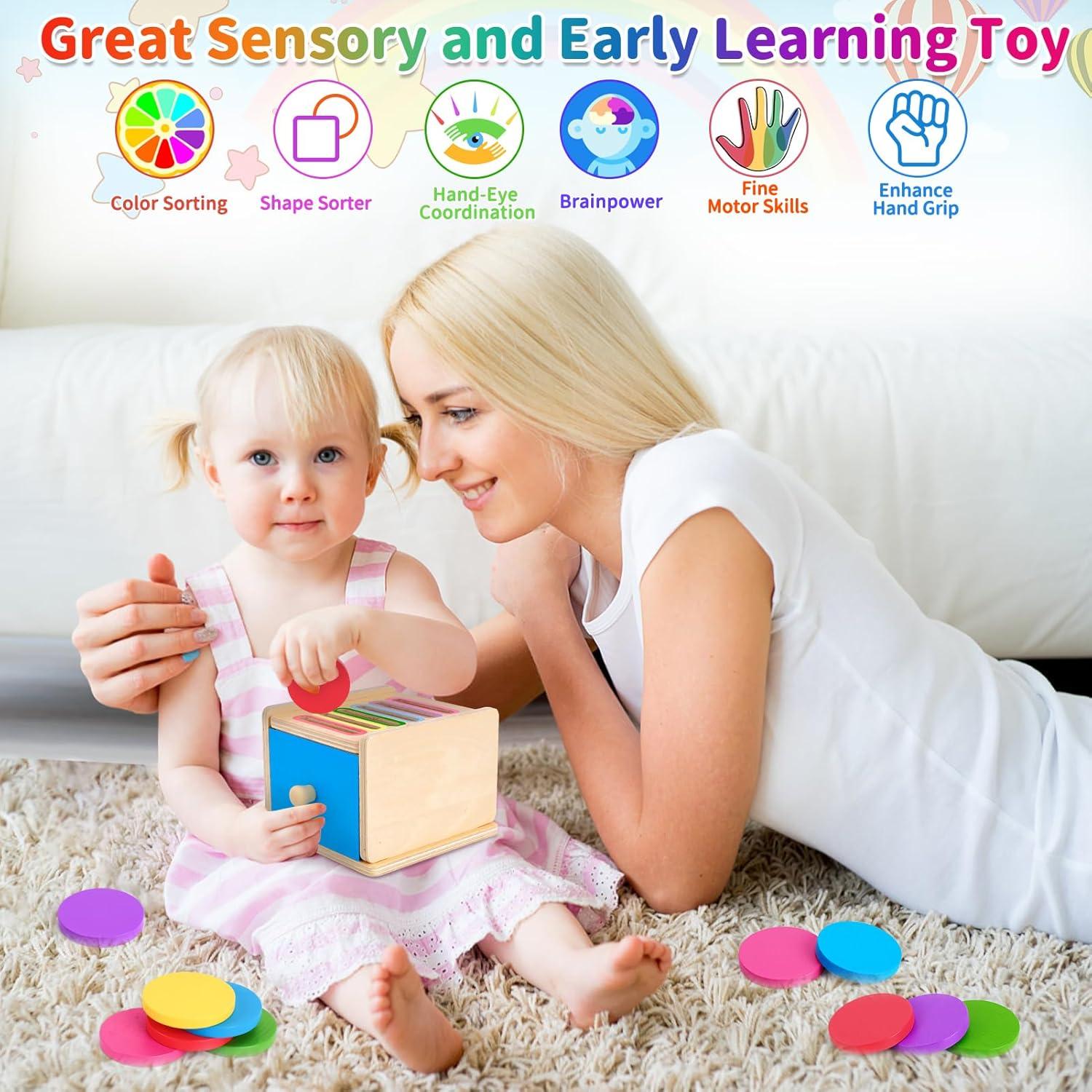 Juguete Montessori FCSONU Caja de Monedas 12 Meses a 3 Años