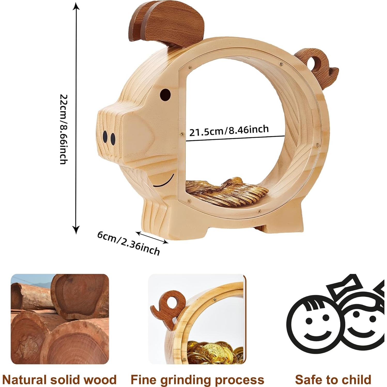 Hucha de Madera Personalizada Pamctry 23.1x20.1 cm para Niños