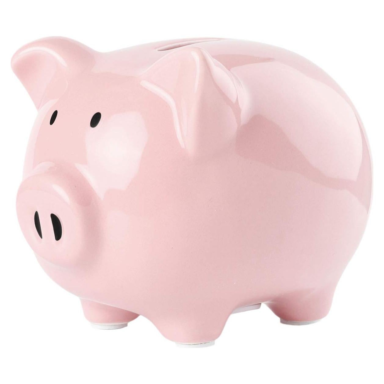 Hucha de Cerámica Esmaltada Sobeit Rosa para Niños 15.18 cm