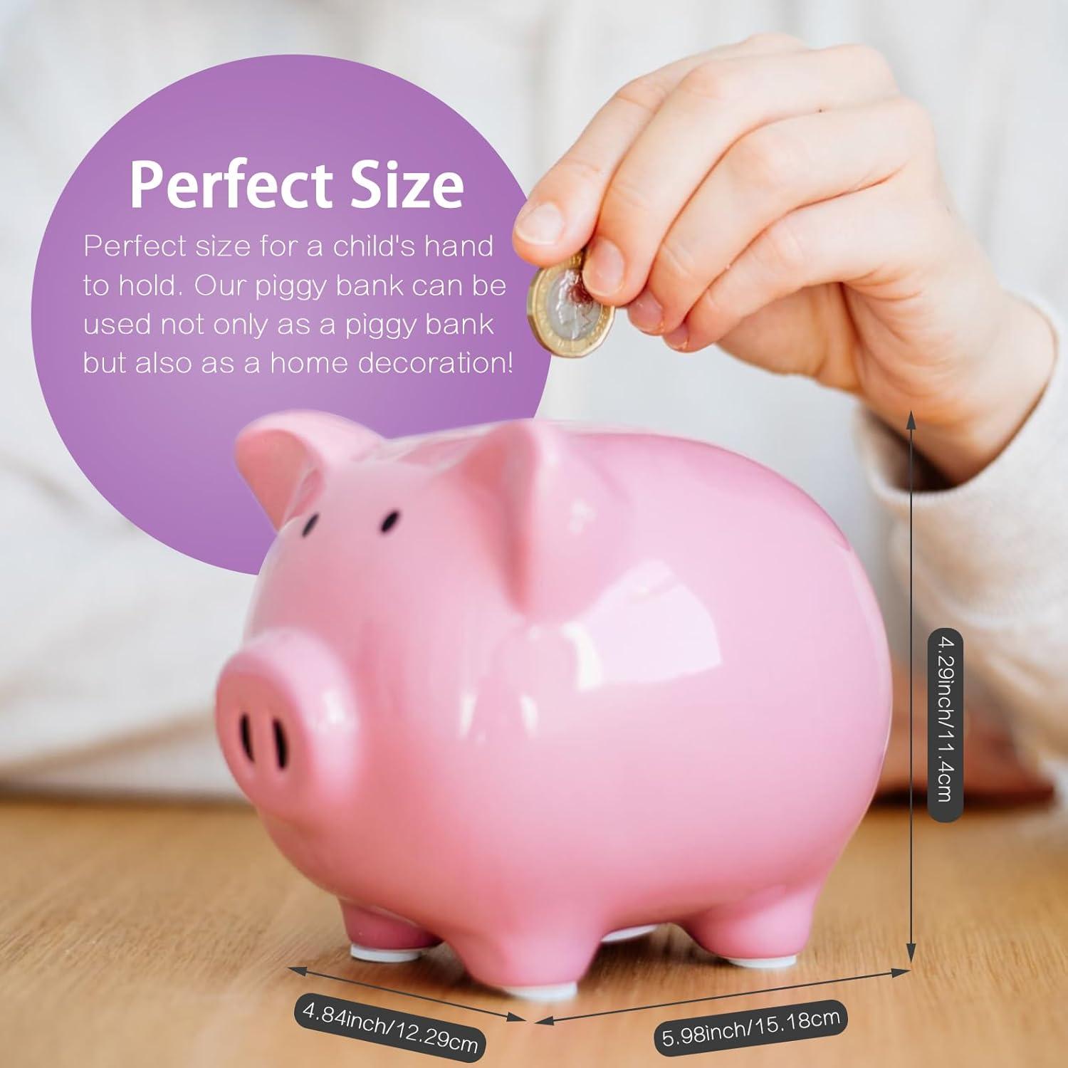 Hucha de Cerámica Esmaltada Sobeit Rosa para Niños 15.18 cm