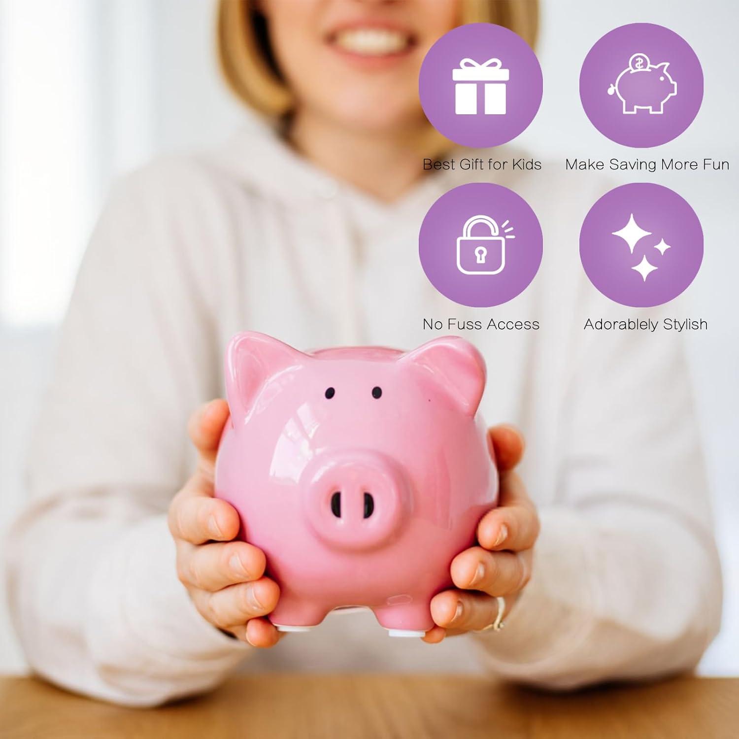 Hucha de Cerámica Esmaltada Sobeit Rosa para Niños 15.18 cm