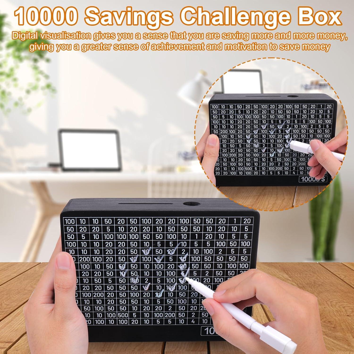 Caja de Ahorro Digital Palksky de Madera 370g - Objetivos 200 a 10000 USD