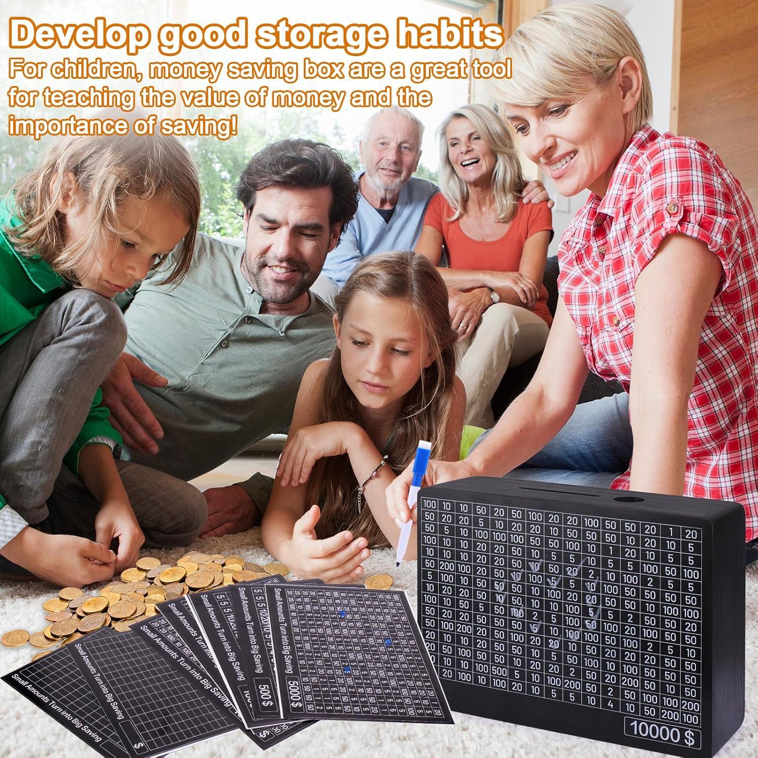 Caja de Ahorro Digital Palksky de Madera 370g - Objetivos 200 a 10000 USD