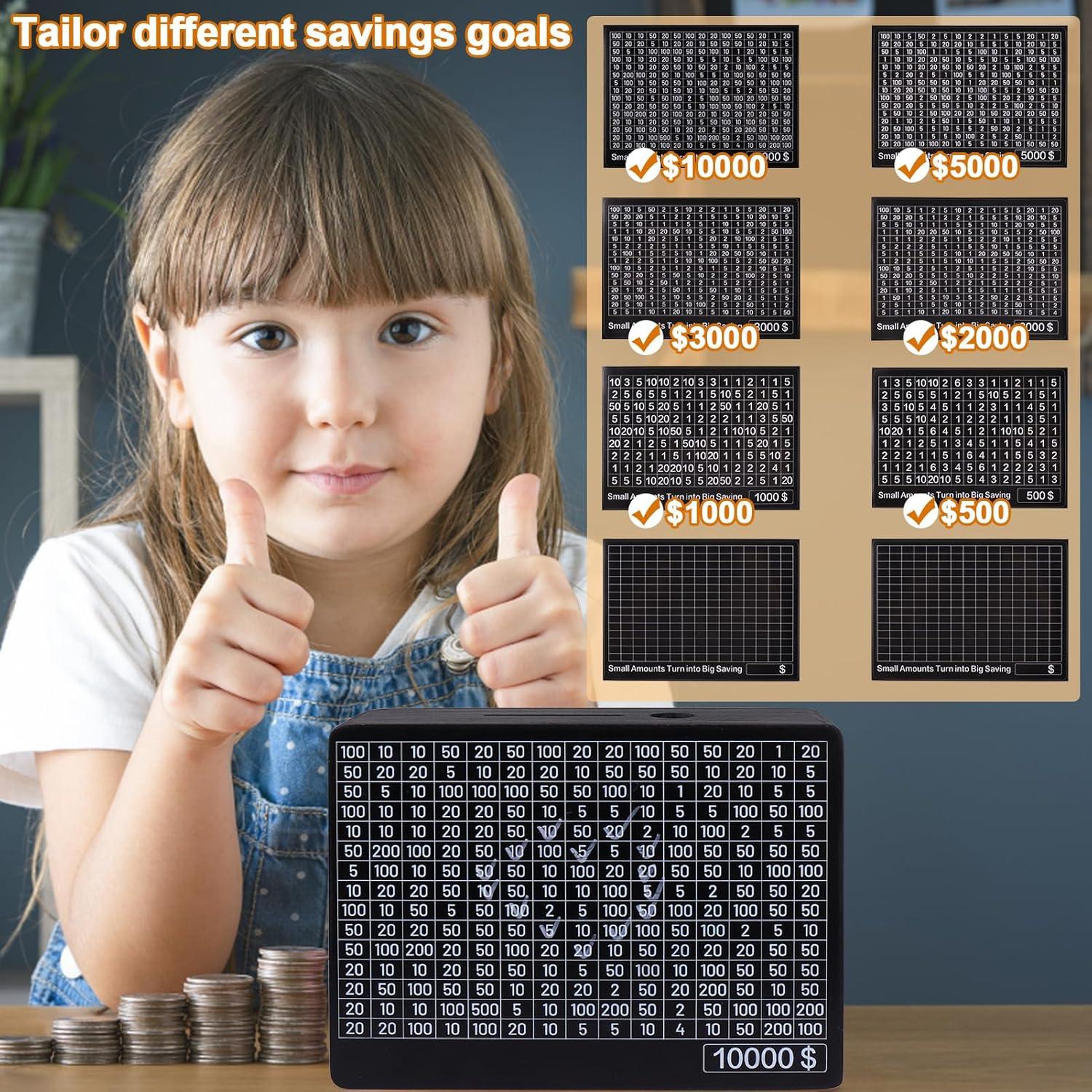 Caja de Ahorro Digital Palksky de Madera 370g - Objetivos 200 a 10000 USD