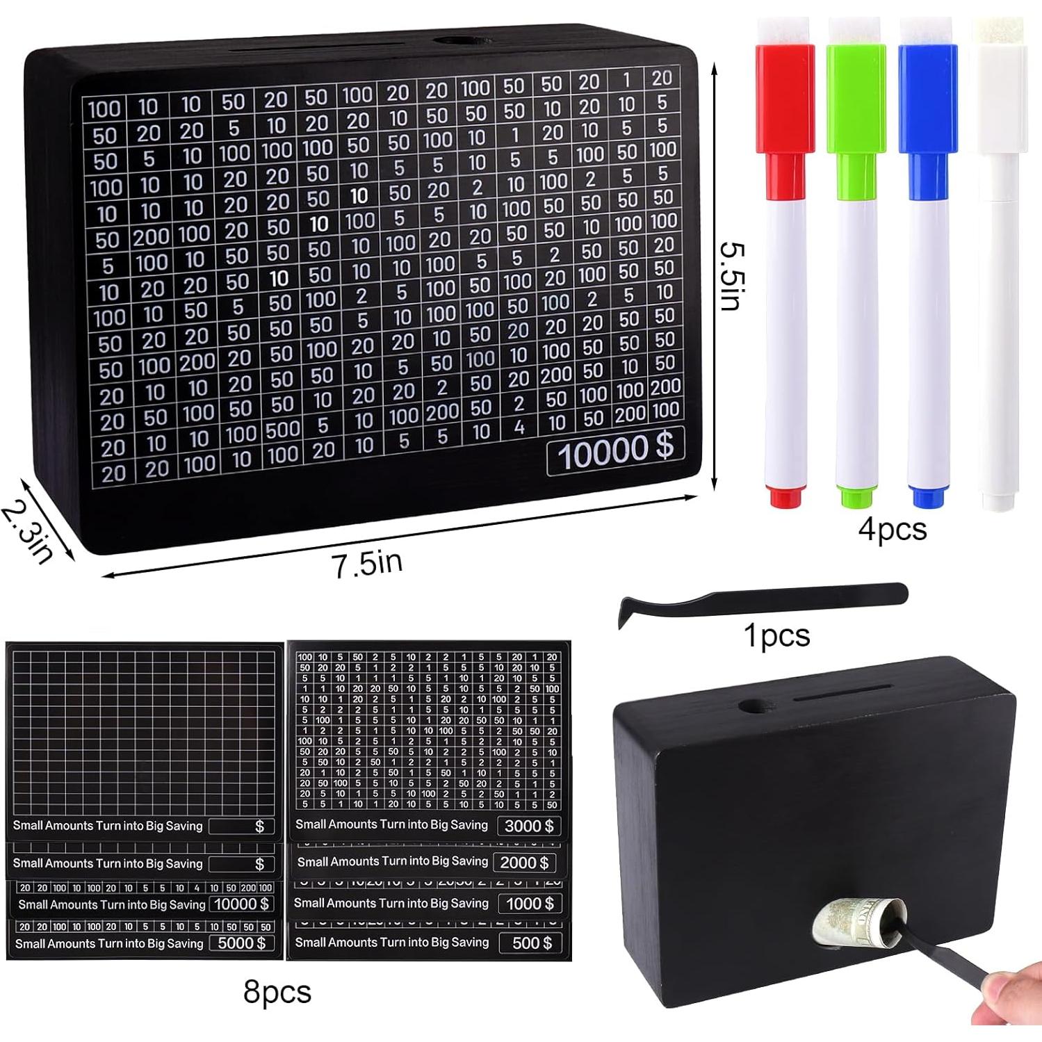 Caja de Ahorro Digital Palksky de Madera 370g - Objetivos 200 a 10000 USD