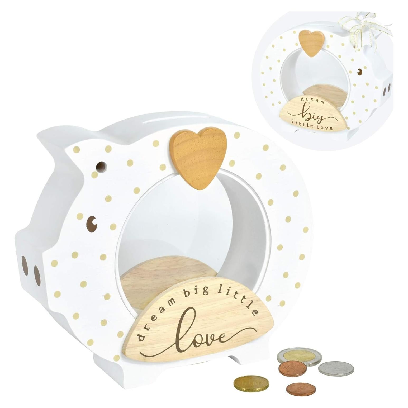 Alcancía de Madera Sólida I'M con Vientre Transparente