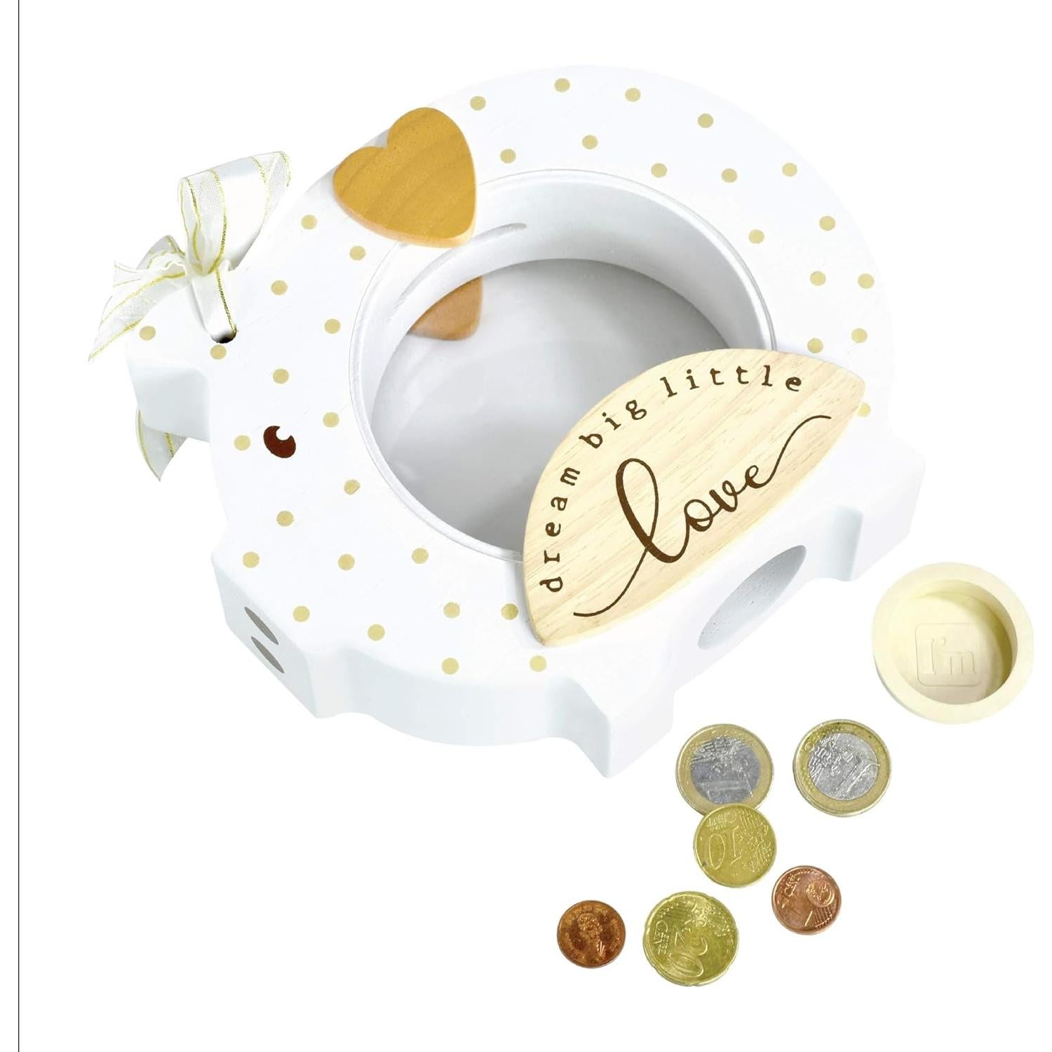 Alcancía de Madera Sólida I'M con Vientre Transparente