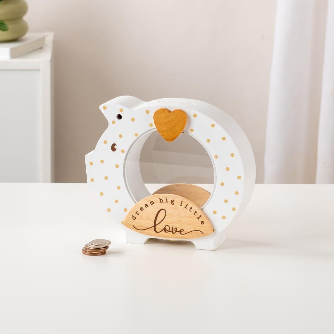 Alcancía de Madera Sólida I'M con Vientre Transparente
