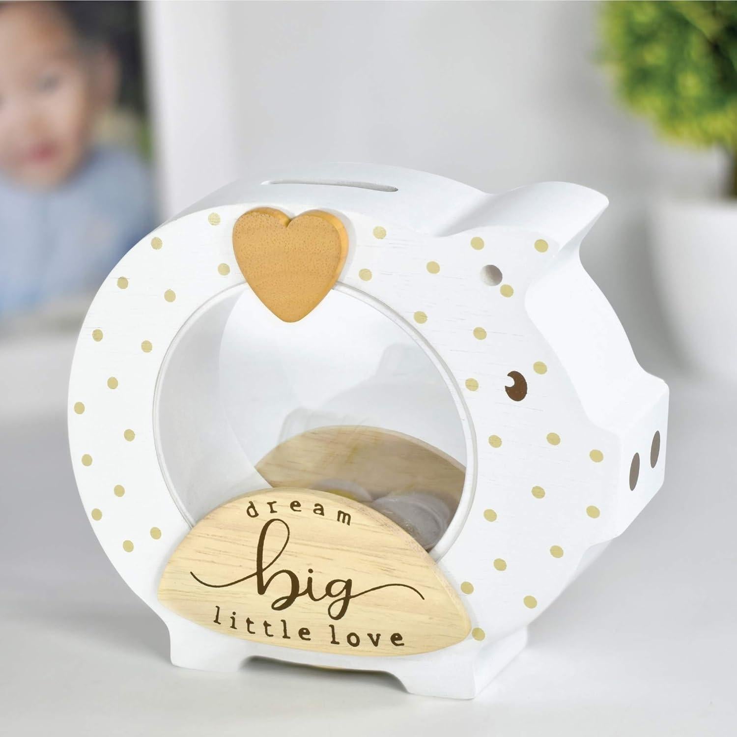 Alcancía de Madera Sólida I'M con Vientre Transparente