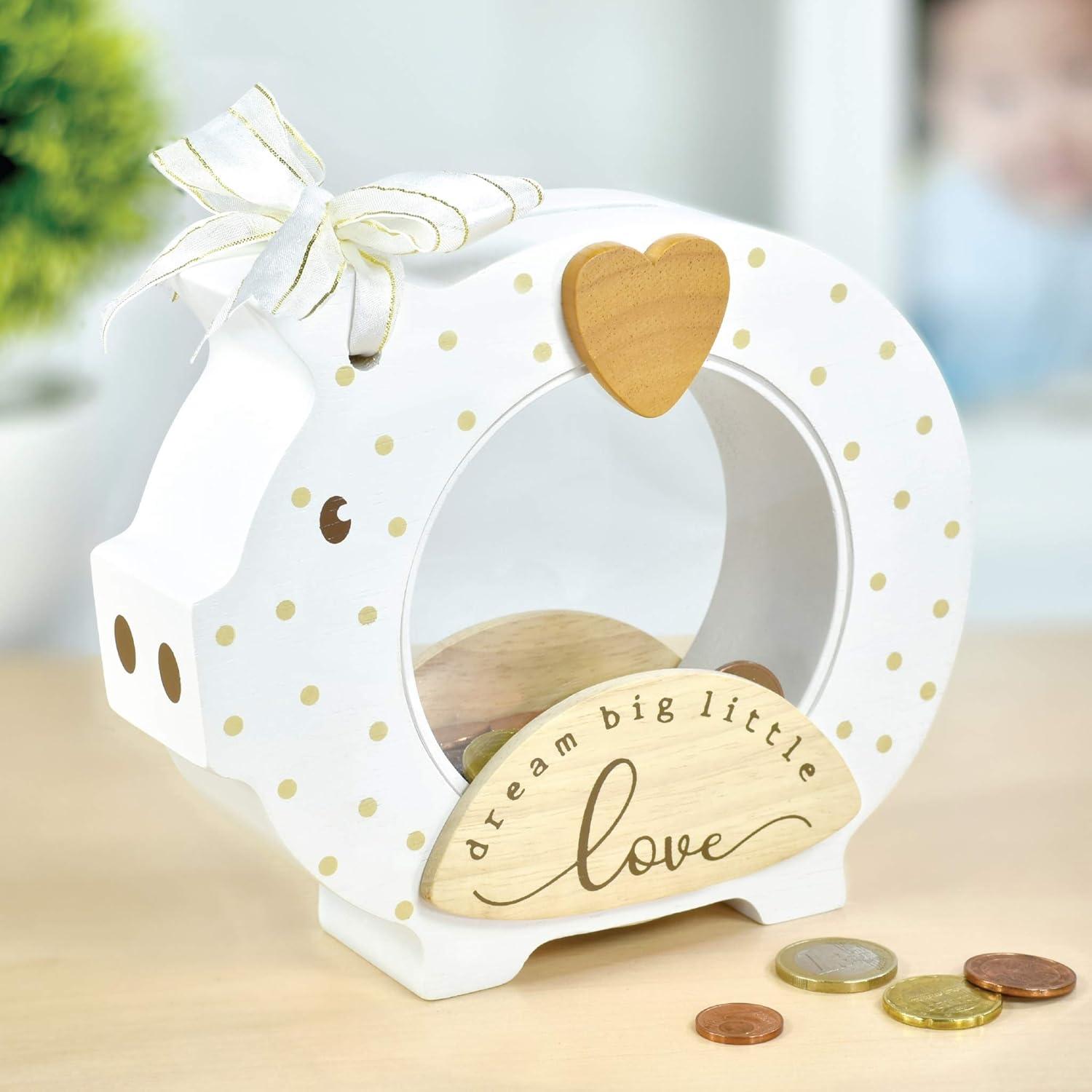 Alcancía de Madera Sólida I'M con Vientre Transparente