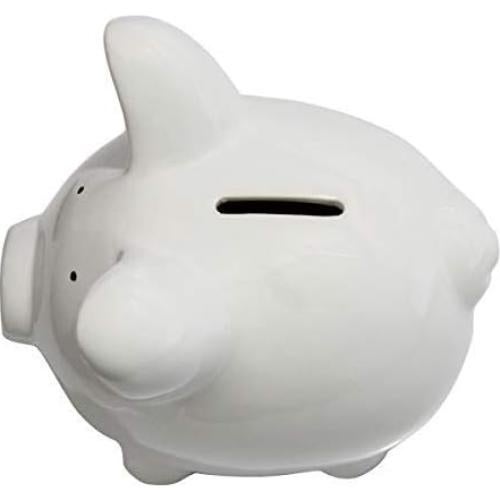 Hucha de Cerámica para Niños Cerdo Blanco KOHIENWO 15 cm