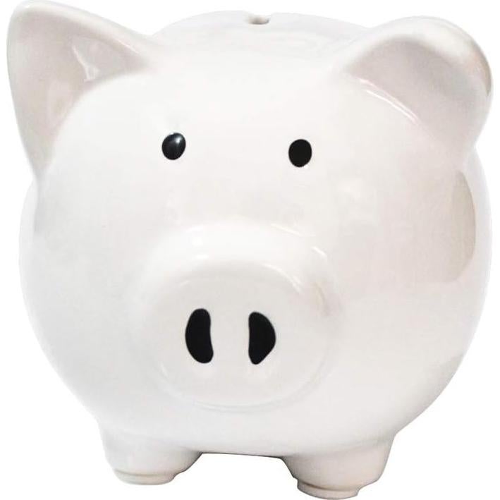 Hucha de Cerámica para Niños Cerdo Blanco KOHIENWO 15 cm