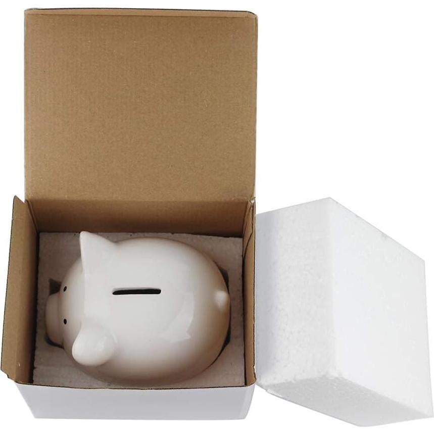 Hucha de Cerámica para Niños Cerdo Blanco KOHIENWO 15 cm