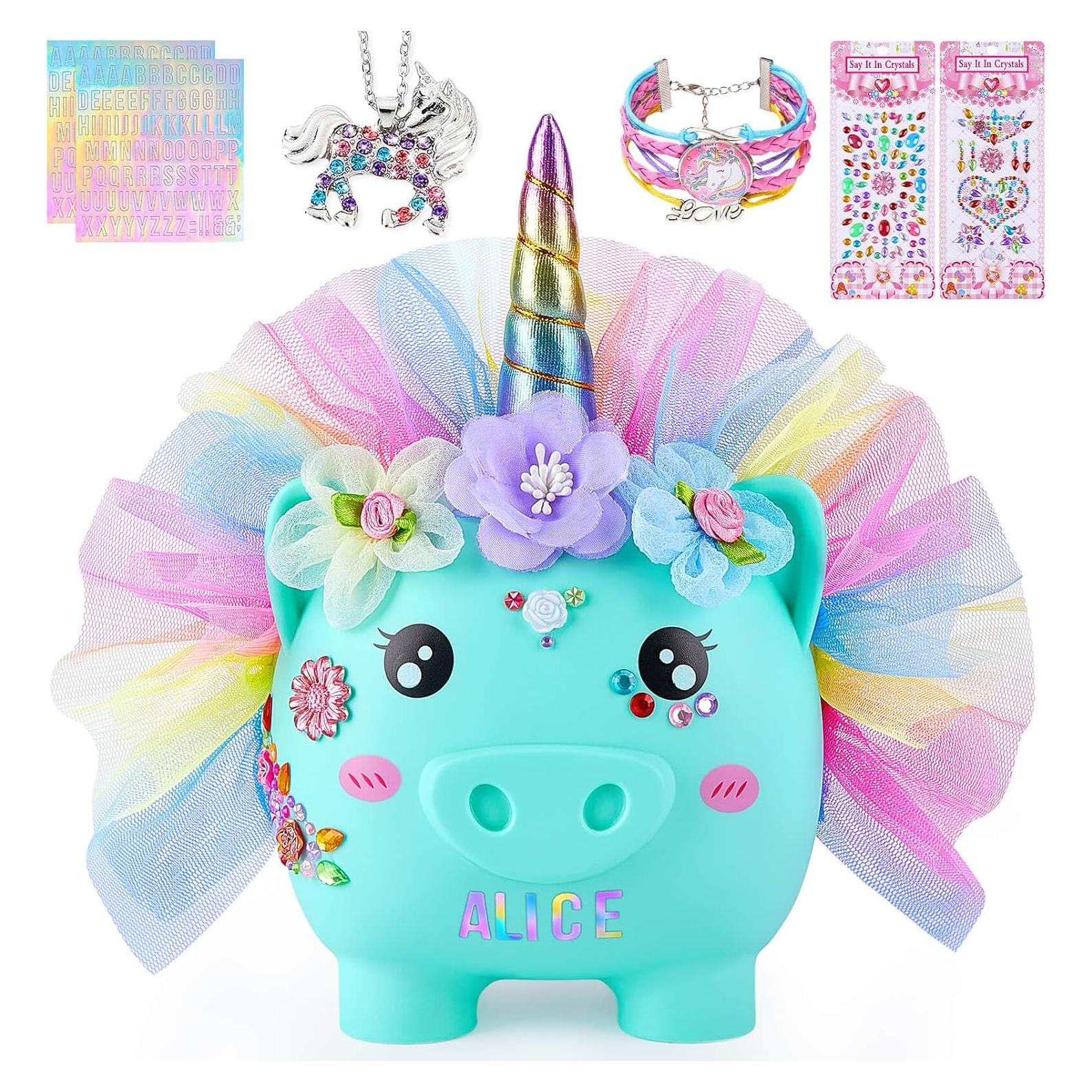 Hucha Grande DIY Unicornio Play Tailor Verde Arcoíris