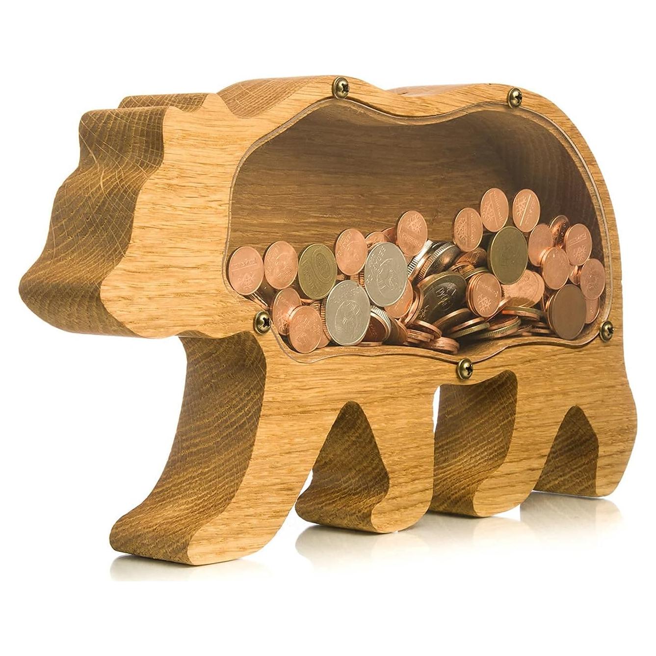 Hucha de Oso Grizzly WOODPRESENTS - Caja de Ahorro de Madera