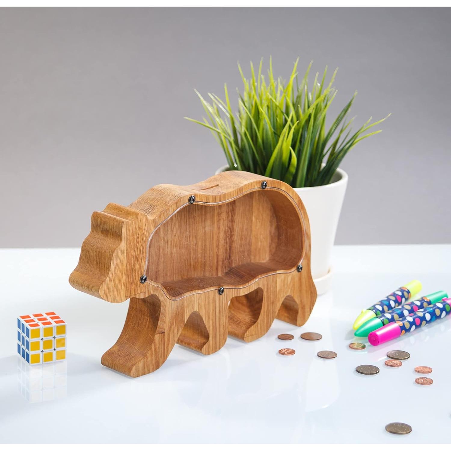 Hucha de Oso Grizzly WOODPRESENTS - Caja de Ahorro de Madera