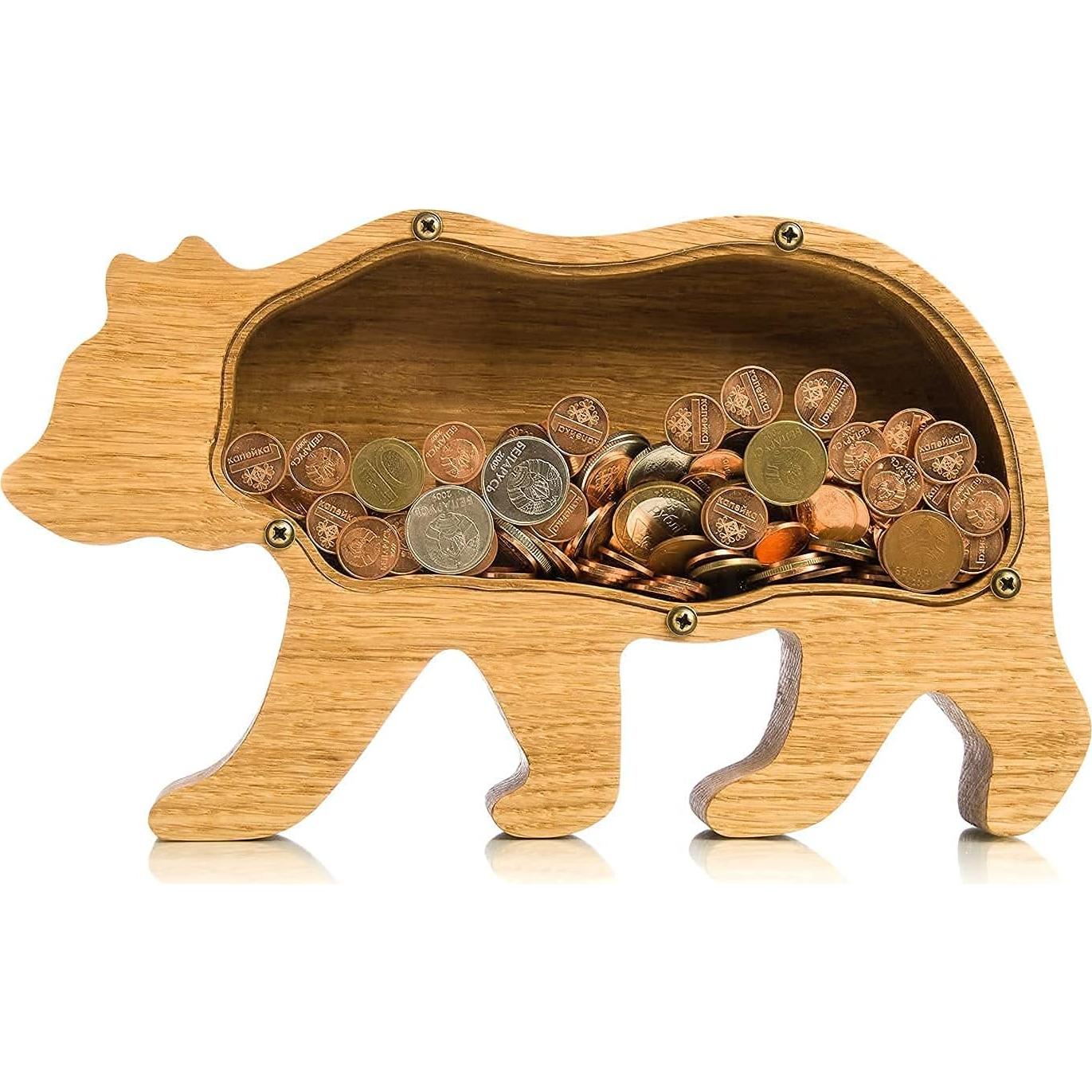 Hucha de Oso Grizzly WOODPRESENTS - Caja de Ahorro de Madera