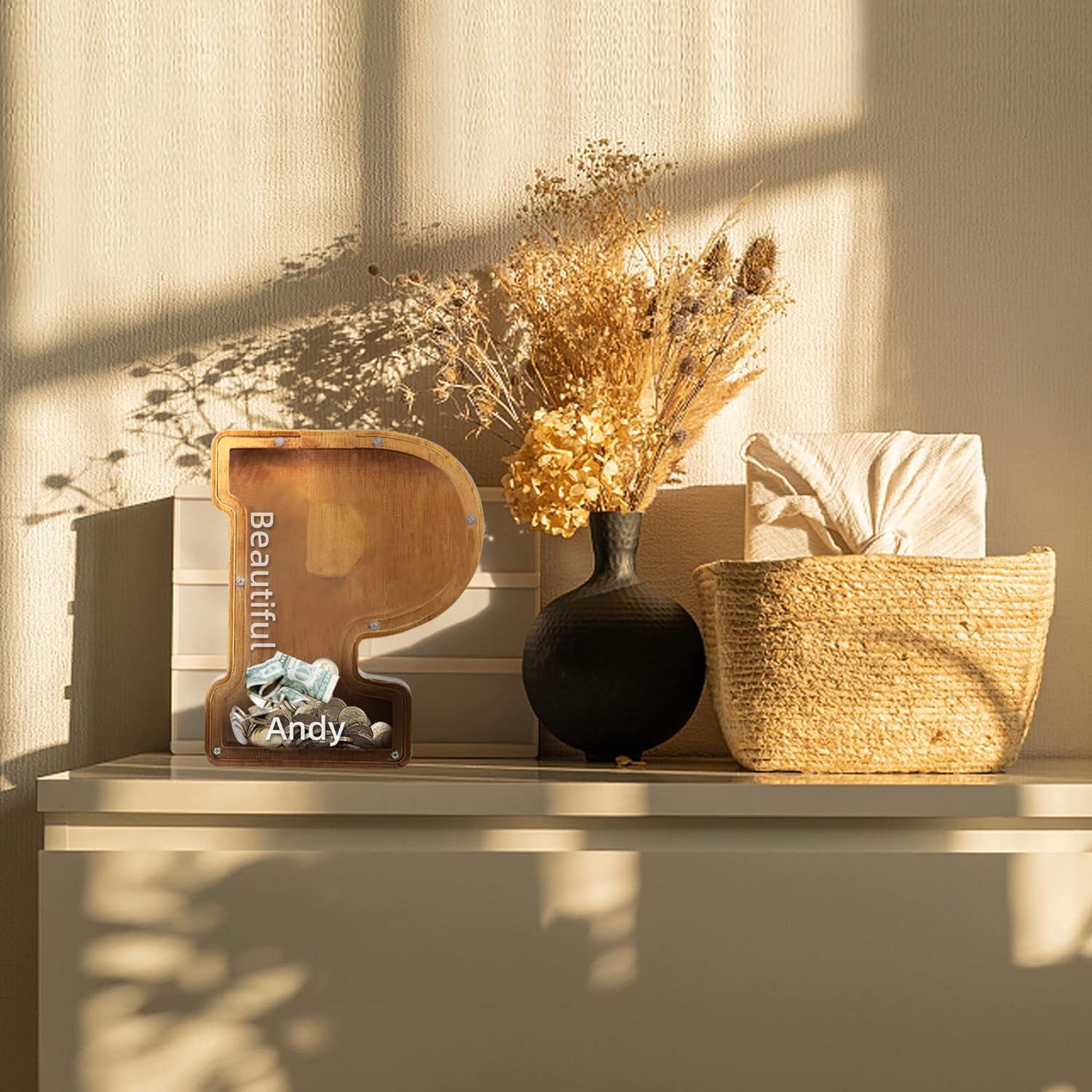 Alcancía Personalizada de Madera AORCMITN 23 cm para Niños