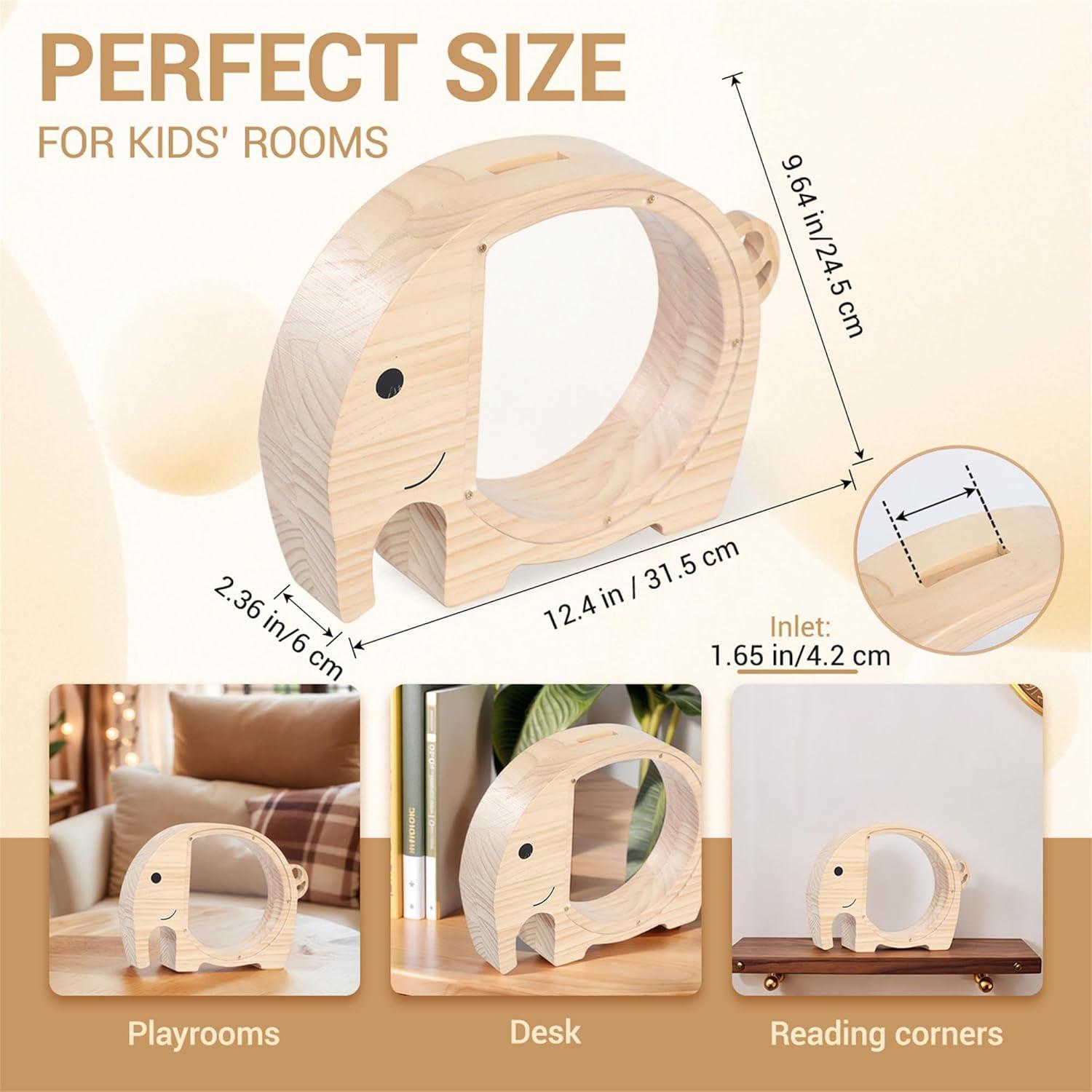 Alcancía de Madera Natural CMBCCNBS 25.4x21 cm para Niños