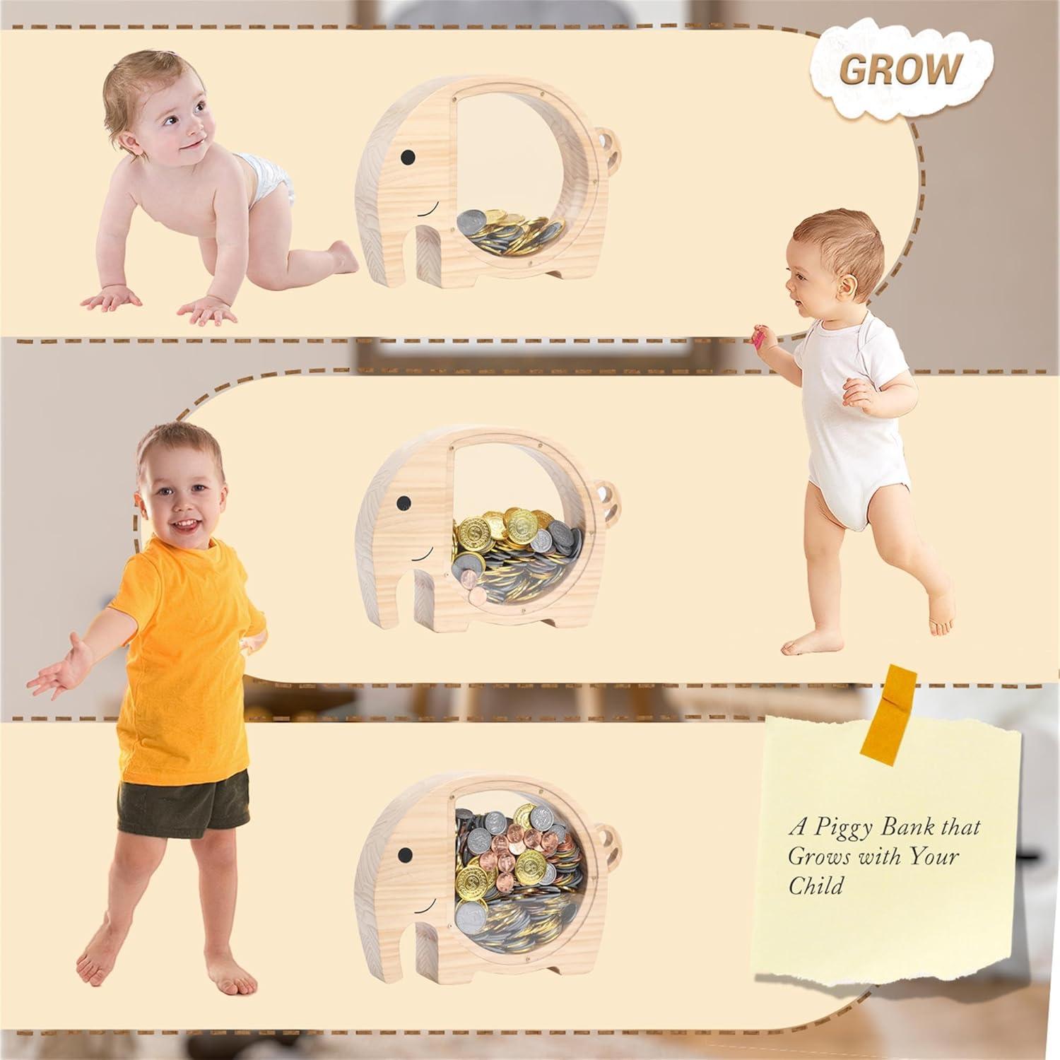 Alcancía de Madera Natural CMBCCNBS 25.4x21 cm para Niños