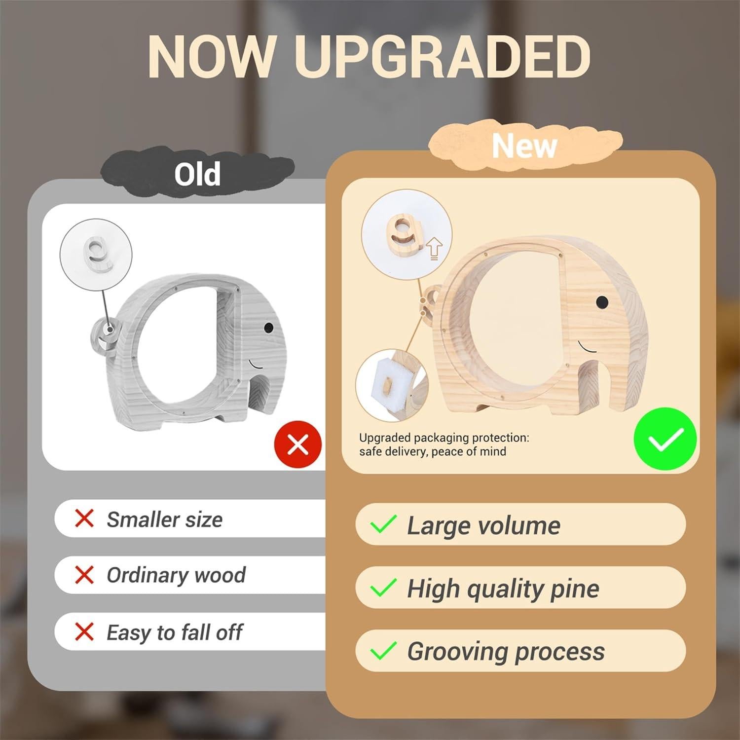 Alcancía de Madera Natural CMBCCNBS 25.4x21 cm para Niños