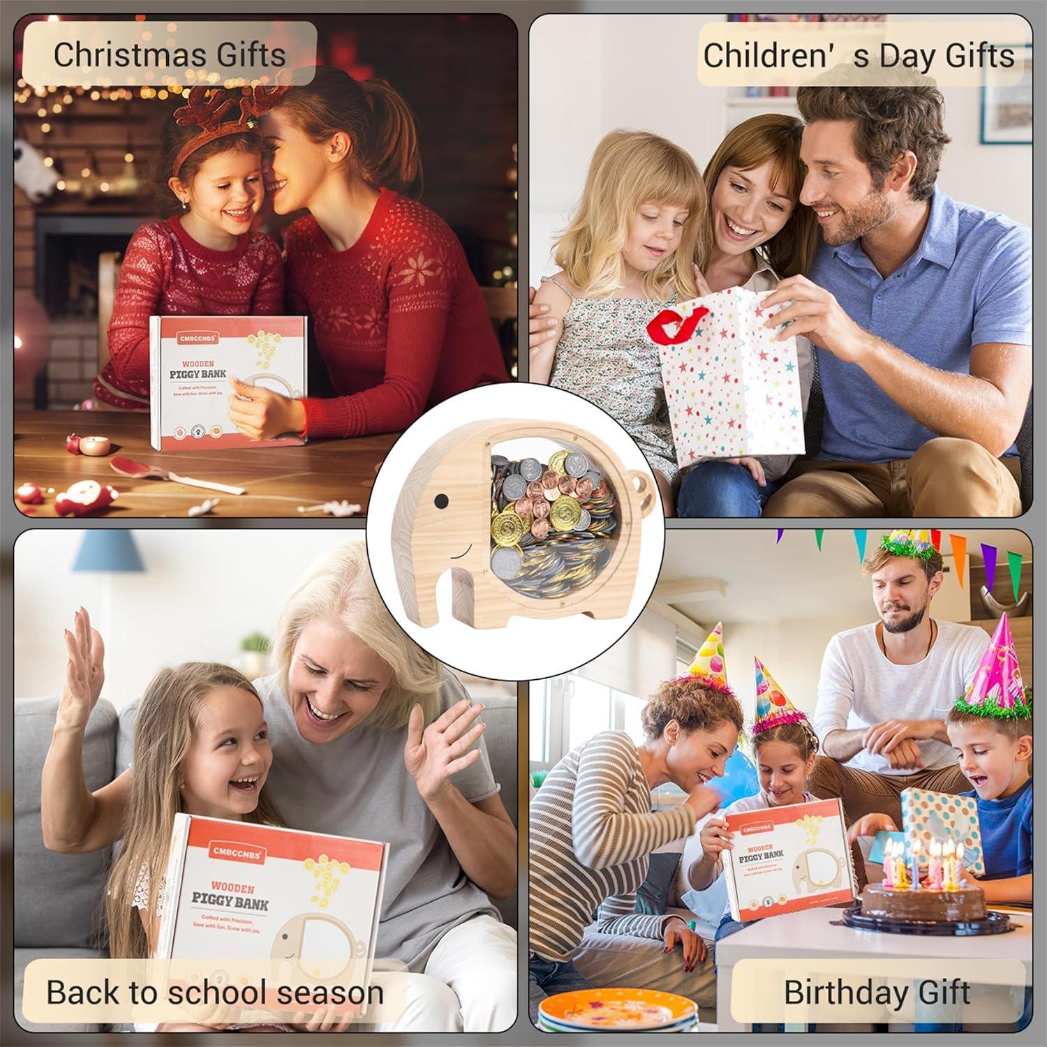 Alcancía de Madera Natural CMBCCNBS 25.4x21 cm para Niños