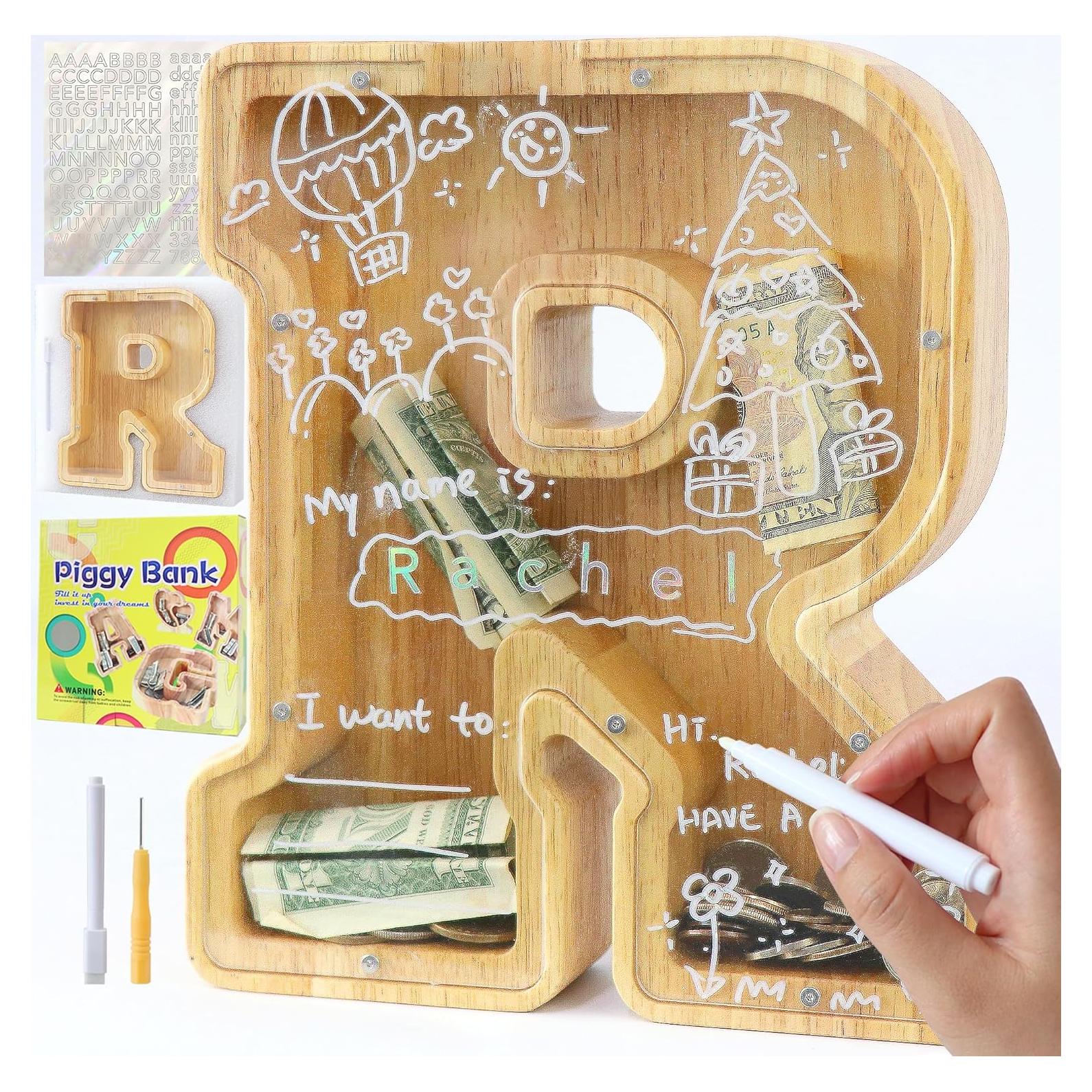 Alcancía de Letras de Madera Personalizada Weallbuy A-Z