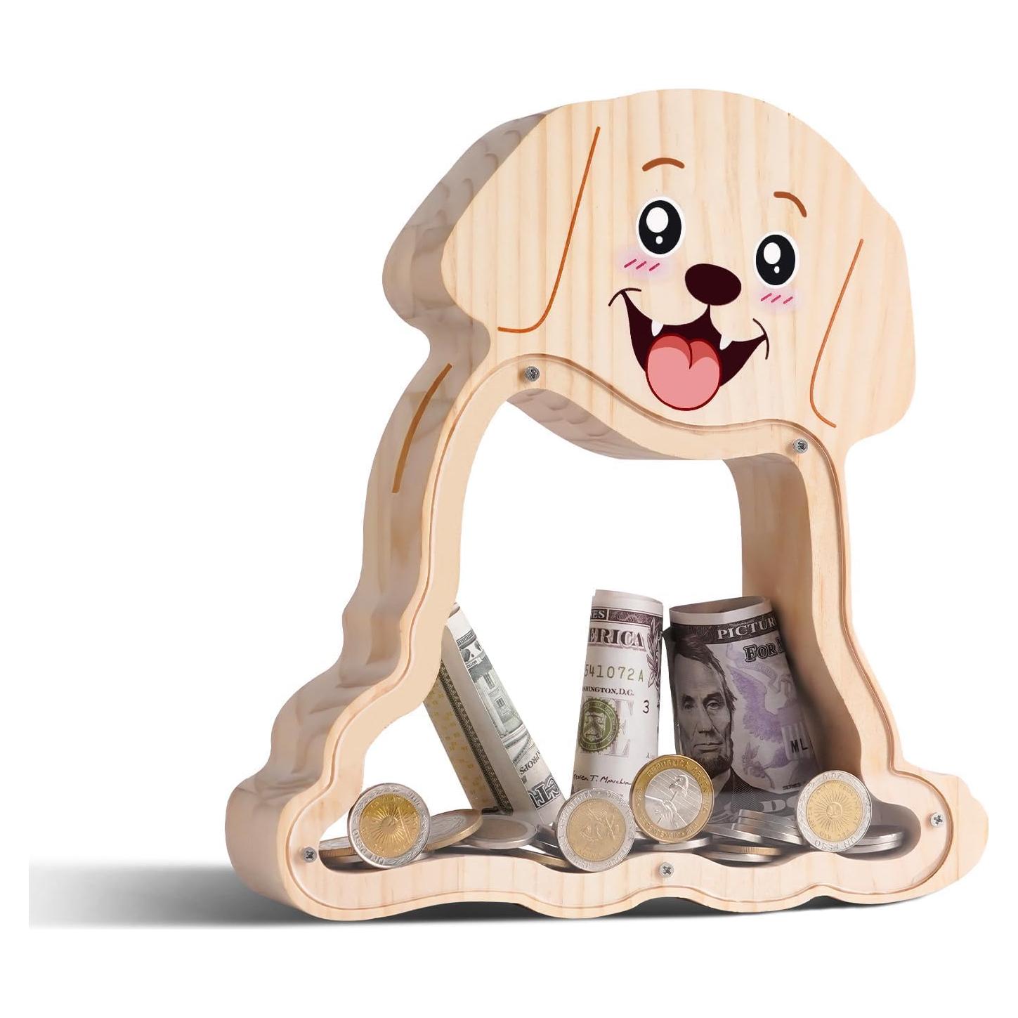 Hucha de Madera Grande Uniwooder Perro Personalizable 22x22cm