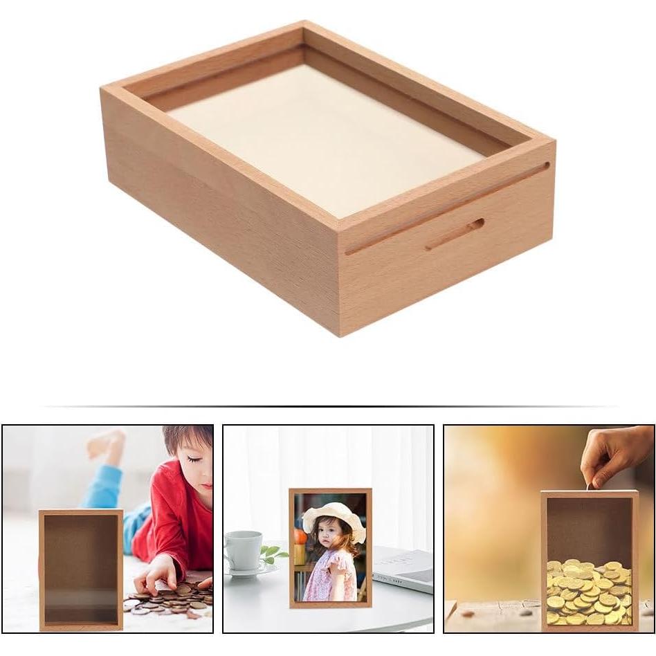 Hucha de Madera OKUMEYR con Marco de Fotos 13.39 cm