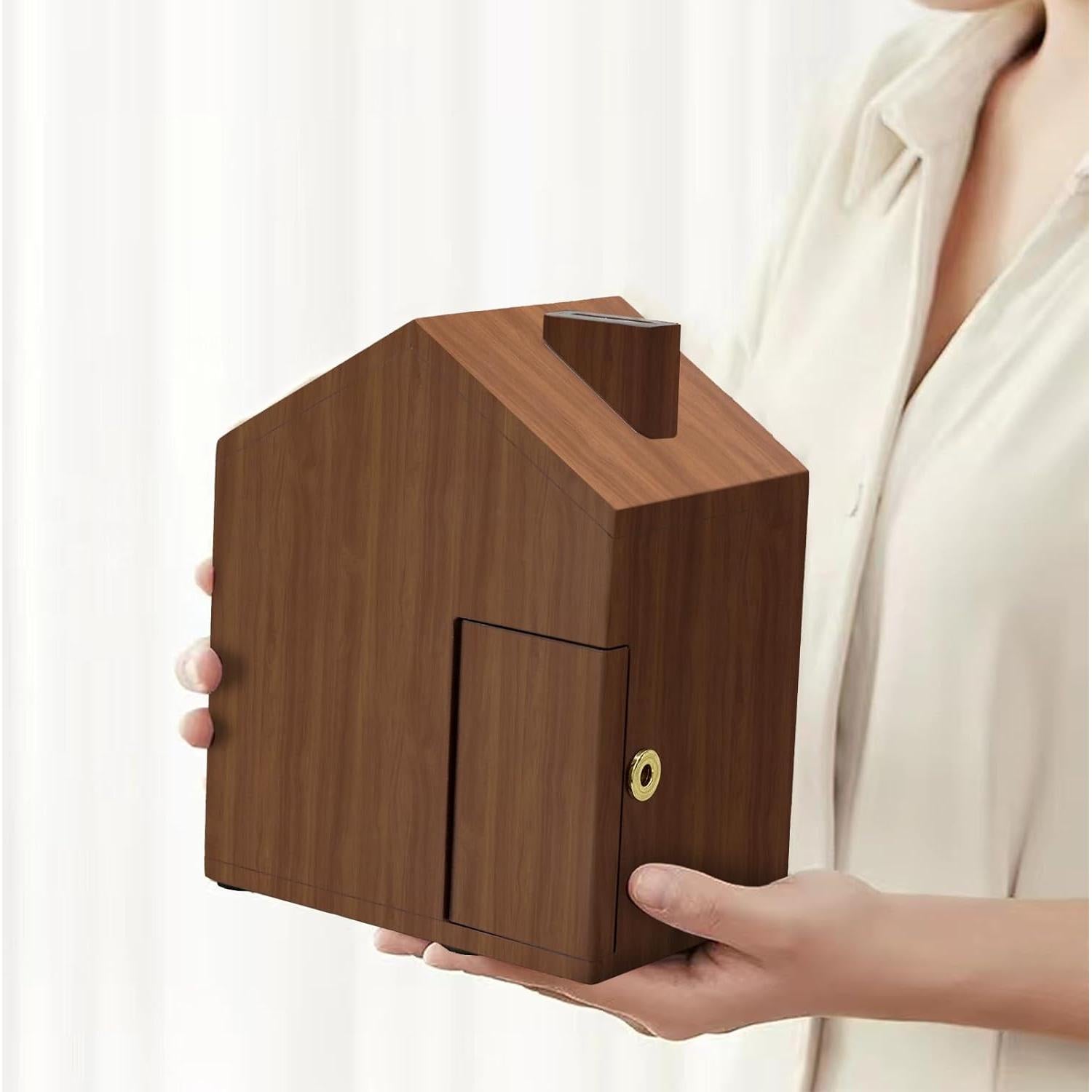 Banco de Monedas de Madera Vintage FMYSUSUXY 15x10x18cm