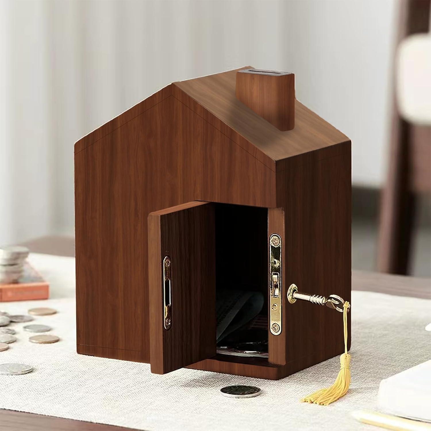 Banco de Monedas de Madera Vintage FMYSUSUXY 15x10x18cm