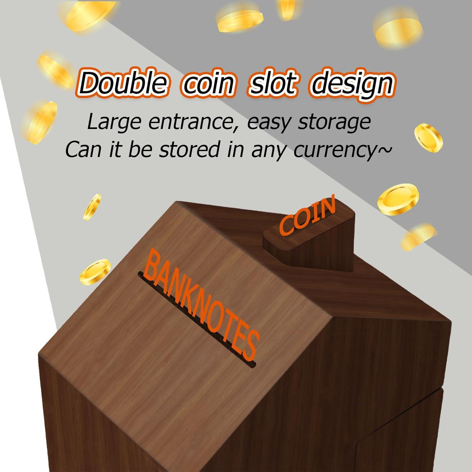 Banco de Monedas de Madera Vintage FMYSUSUXY 15x10x18cm