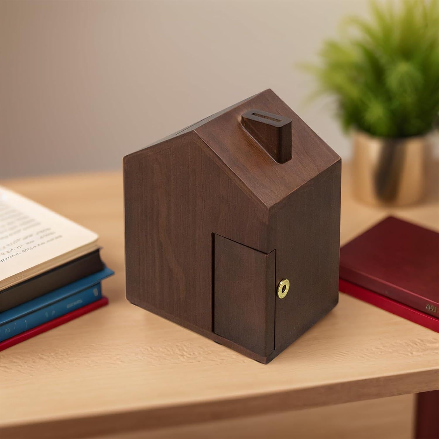 Banco de Monedas de Madera Vintage FMYSUSUXY 15x10x18cm