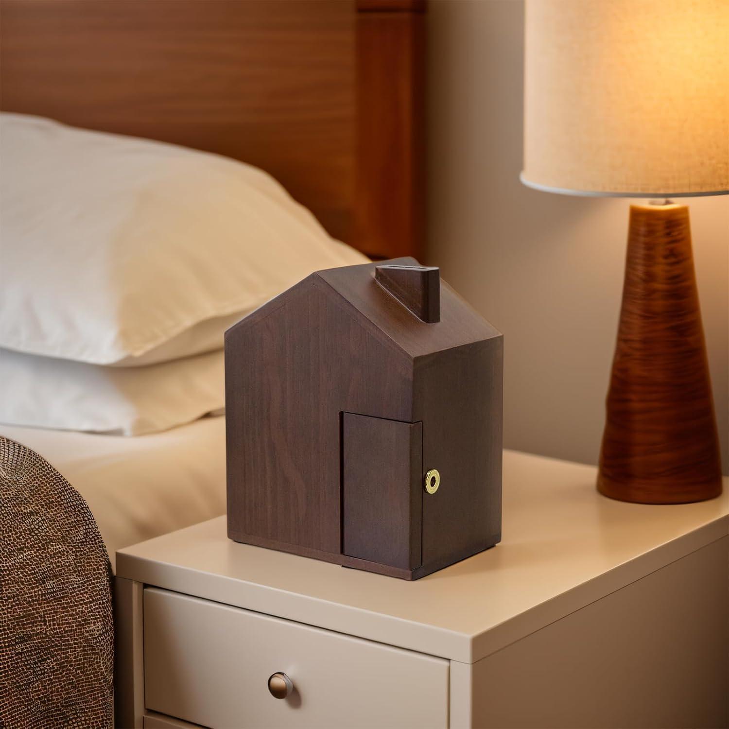 Banco de Monedas de Madera Vintage FMYSUSUXY 15x10x18cm