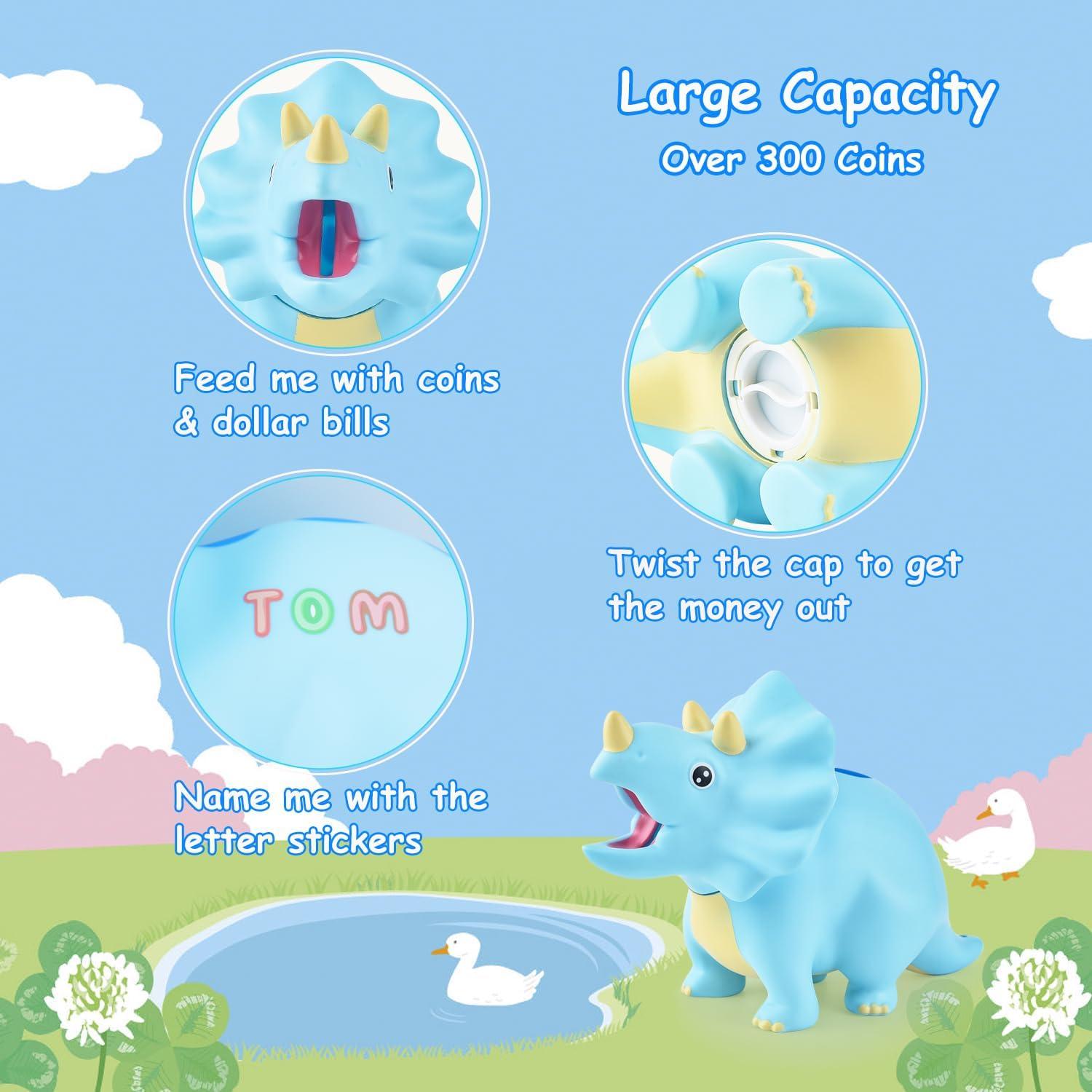 Hucha de Dinosaurio Azul Irrompible para Niños 25.4cm