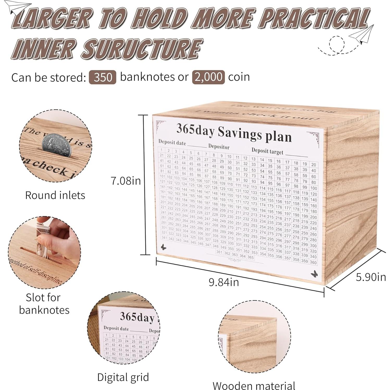 Hucha de Madera Irrompible Shandongchuangxin 25x15x18 cm